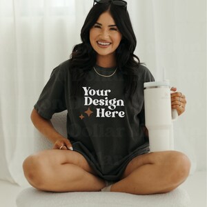 Comfort Colors C1717 Pepper Mockup Oversized Tshirt Mockup Model Mockup Aesthetic Mock Pepper Colored Shirt Trendy Mockup