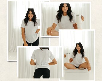 White Bella Canvas Mockup Bundle Front and Back of shirt Bella Canvas 3001 Mockup White Shirt Mock Up Shirt Mockup 3001 Mockup Pack
