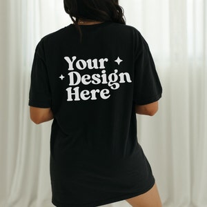 Comfort Colors C1717 Black Mockup Back of shirt Oversized Black Tshirt Mockup Model Mockup Aesthetic Mockup Trendy Mock Black Shirt 2 Pack