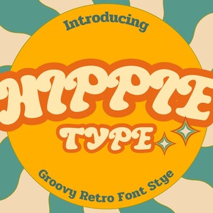 Groovy Retro Hippie Font, The Vibes of the 60s,Gift for hippie friends, Typeface characters, Vintage posters font