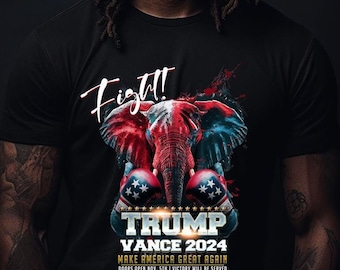 Camiseta con elefante republicano patriótico ¡Lucha! Camiseta postelectoral, camiseta inaugural, partidario de Trump, regalo patriota republicano conservador MAGA