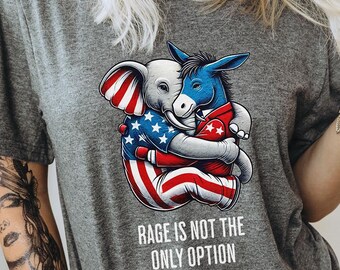 Camiseta "La ira no es la única opción", camiseta de activismo político, regalo bipartidista, unidad política y paz, camiseta independiente republicana demócrata