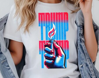 Camiseta con encendedor de concierto patriótico de Trump, camiseta gráfica de apoyo a Trump, regalo republicano conservador, camiseta MAGA posterior a las elecciones, 47.º presidente