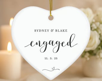 Adorno de Compromiso - Adorno de Compromiso Personalizado - Personaliza con Nombres y Fecha - Adorno de Boda Minimalista Personalizado