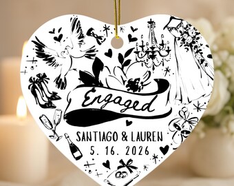 Regalo de compromiso personalizado para parejas, adorno de compromiso personalizado como recuerdo navideño, adorno para la primera Navidad comprometida, Navidad comprometida