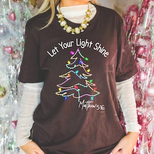 Let Your Light Shine T-Shirt, Christmas Tee, Matthew 5:16, Inspirational, Christian Gift, Bible Verse Shirt, Gift for Pastor, Faith Shirt