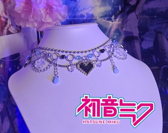 Hatsune Miku Inspired Vocaloid Choker Necklace Cyber Anime Girl Japanese Otaku Kawaii