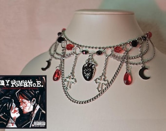 My Chemical Romance "Bloodshed" Inspired Necklace Choker Alternative Cross Droplet Moon Star Goth Gothic Emo Red Black Heart
