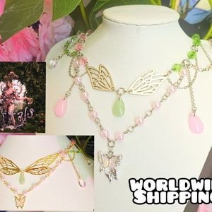 Melanie Martinez &quot;Portals&quot; Inspired Necklace Choker Jewellery Fairycore Butterfly Leaf Garden Flower Cottagecore Fairy