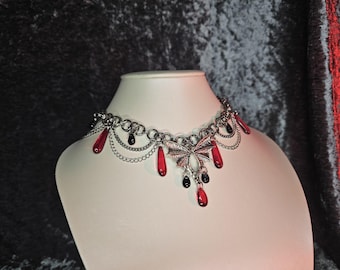 Chainmail "Drawn Fangs" Vampire Choker Handmade Necklace