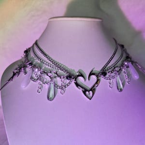 Cyber Heart Alternative White Silver Stainless Steel Necklace Goth Gothic Alternative Tribal Tattoo Rave