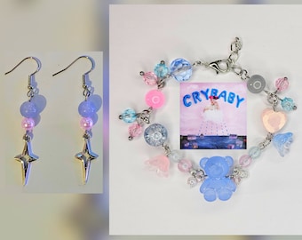 Melanie Martinez "Crybaby" Pulsera temática y pendiente conjunto joyería hecha a mano