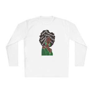 Camisa de manga larga para mujer afro con valores Iota Phi Lambda