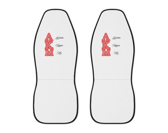 Lambda Kappa Mu Car Seat Covers  Red Greek Letter Design  Sorority Vehicle Protection Set