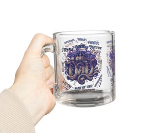 DAD Crown Word Art Glass Mug