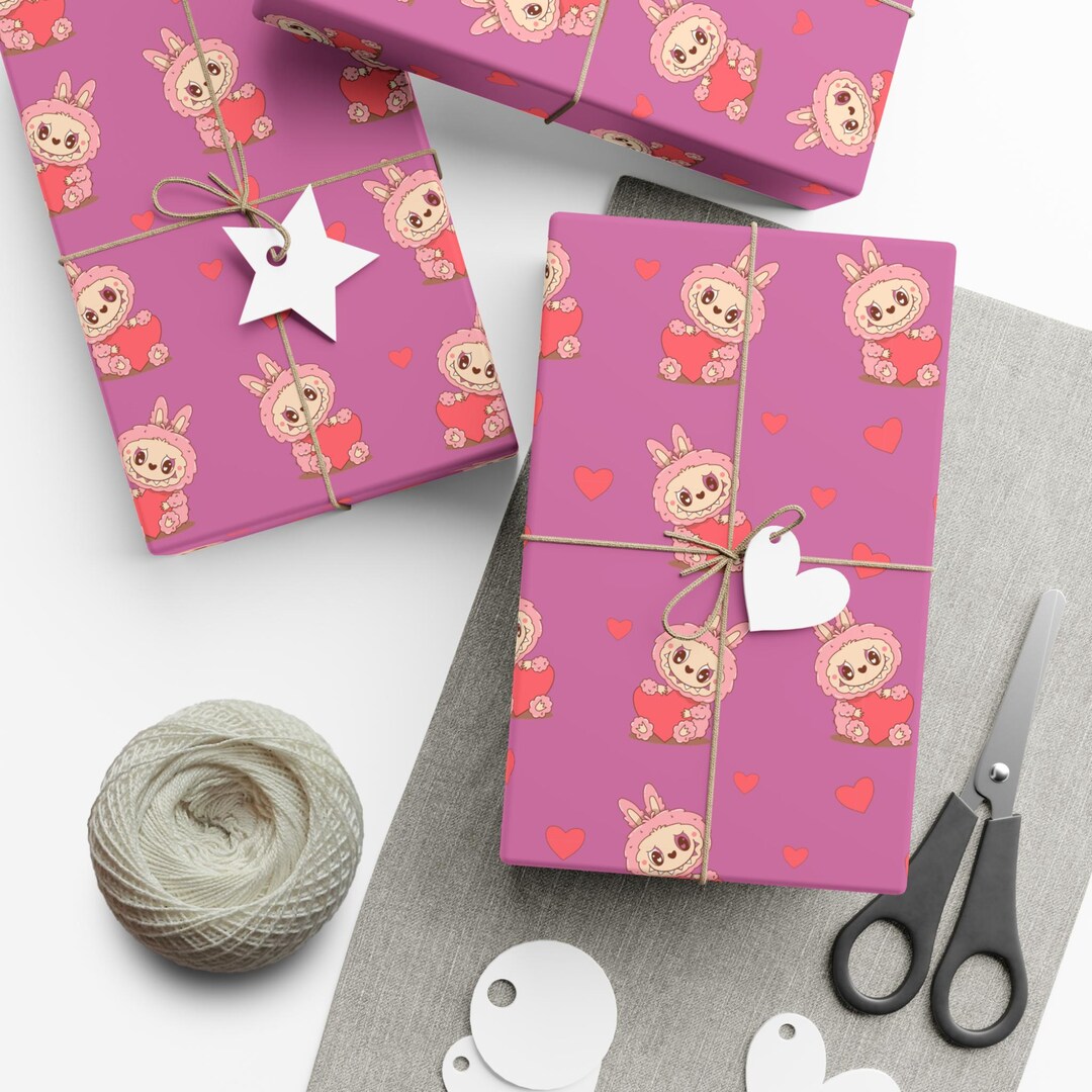 Labubu Wrapping Labubu-inspired Gift Wrapping Paper | Cute Pink Cartoon Character and ...