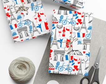 Paris Gift Wrapping Paper | Eiffel Tower, Arc de Triomphe Design