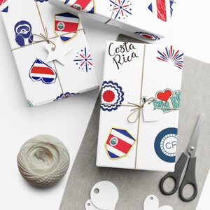 Costa Rica Gift Wrapping Paper | Flags, Wildlife and Pura Vida Icons | Vibrant Cultural Wrap for Birthdays, Holidays and Celebrations