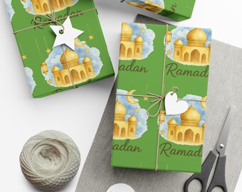 Islamic Wrap Ramadan Gift Wrapping Paper | Crescent Moon | Eid Celebration | Islam Present