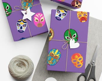 Mexican Luchador Gift Wrapping Paper | Fun Mask Design for Birthdays, Cinco de Mayo, Cultural Events and Unisex Fiesta Gift Giving