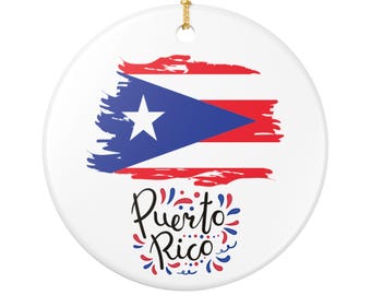 Adorno navideño de Puerto Rico / Regalo de recuerdo con la bandera / Acabado brillante / Orgullo latino
