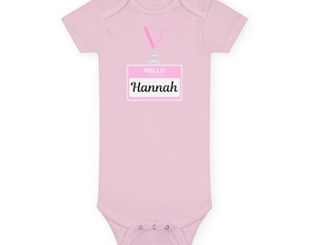 Body personalizzato / Abbigliamento per neonati su misura / Annuncio di gravidanza / Bianco e rosa