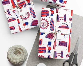 London Gift Wrap | British Symbols & Culture | UK Travel Theme | Double Decker Bus