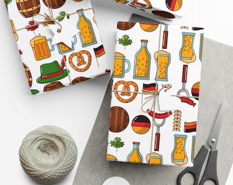 Oktoberfest Gift Wrapping Paper | German Beer, Pretzel Pattern
