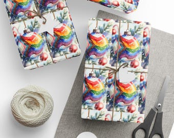 LGBTQ Rainbow Ornament Wrapping Paper | Queer Christmas | Gay Pride Wrap