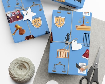 Lawyer Gift Wrapping Paper | Scales of Justice, Legal Books & Courtroom Icons