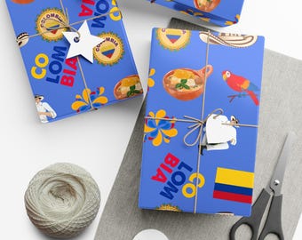 Colombian Gift Wrapping Paper | Ideal for All Occasions and Ages | Cultural Events and Birthday Parties Nostalgic Gift Wrap of Colombia