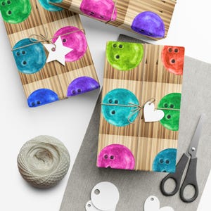 Colorful Bowling Gift Wrapping Paper | Vibrant Pins and Balls Sports Pattern | Fun Bowling Alley Themed Wrap for Birthdays & Sports Lovers