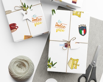 Italian Icon Gift Wrapping Paper | Vespa, Pizza, Colosseum