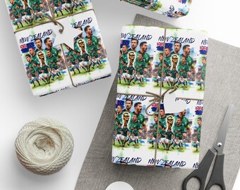 New Zealand Soccer Wrapping Paper | All Blacks, All Whites Stars (Birthday Gift)