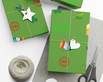 Irish Gift Wrapping Paper | Shamrocks, Flags, Beer