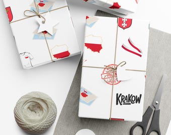 Poland-Themed Gift Wrapping Paper | Polish Flags & Folk Culture