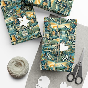 Pennsylvania Gift Wrapping Paper | State Flag, Liberty Bell, Landmarks and Scenic Views | Wrap for Cultural Gifts and Special Occasions