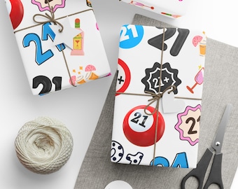 21st Birthday Gift Wrapping Paper | Colorful Milestone Wrap | 21 Celebration & Decor
