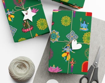 Confezione regalo culturale indù / Regalo con divinità / Matrimonio indiano / Yoga / Diwali / Verde acceso