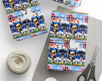 Norway Football Team World Cup Gift Wrap | Haaland Soccer Fan Birthday Paper