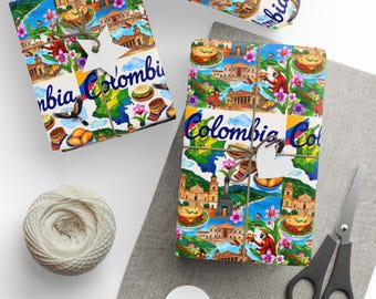 Vibrant Colombia Gift Wrapping Paper | Colombian Celebrations | Unisex Cultural Gift Wrap