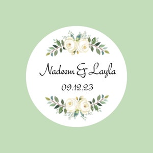 Wedding Favour Stickers Personalised Custom Thank You Tags Wedding Happy Couple Save the Date