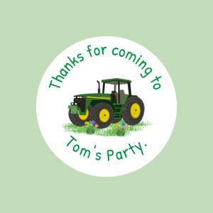 Personalised Party Bag Labels For Kids Tractor Themed Sweet Cone Stickers