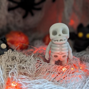 Skelly the Skeleton, 3D Printed Articulated Flexible Fidget Toy Sensory Pet Cute 3D Print Mini Gift Idea, Halloween Fidget Toy