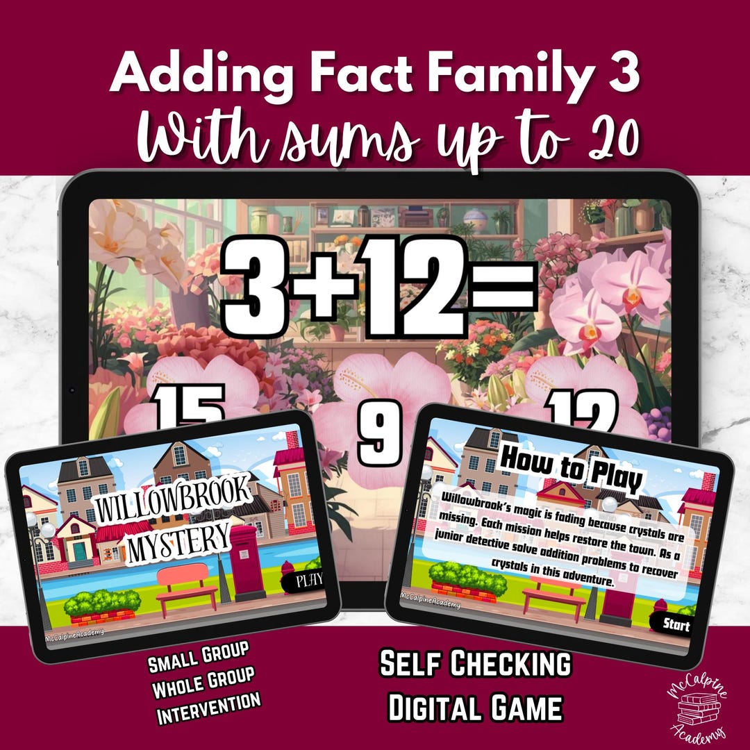 Addition to 20 Digital Math Game | Fact Family 3 | Interactive Google ...