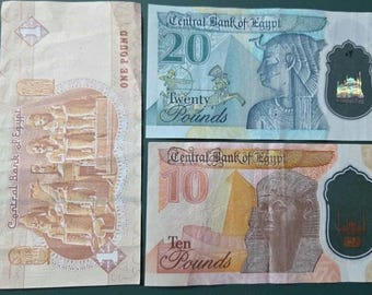 Lof of 3 Egyptian banknotes 1, 10 and 2 pound nice collection