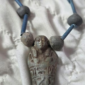Collana del faraone egizio, perline da mummia fatte a mano, 71 cm, statuetta egizia Ushabti in terracotta maiolica, simbolo faraonico collocato nelle tombe