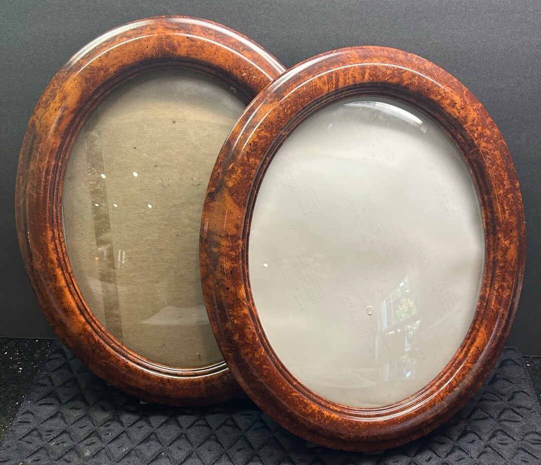 Vintage Wooden Oval Bubble Glass Frames RARE Etsy