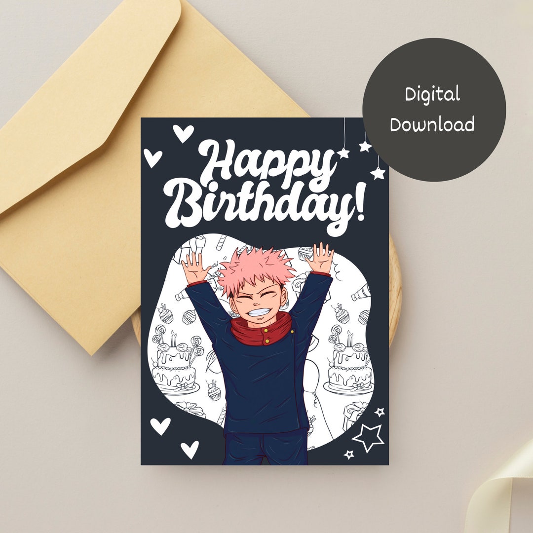 Itadori Yuji Happy Birthday Card Jujutsu Kaisen Anime - Etsy