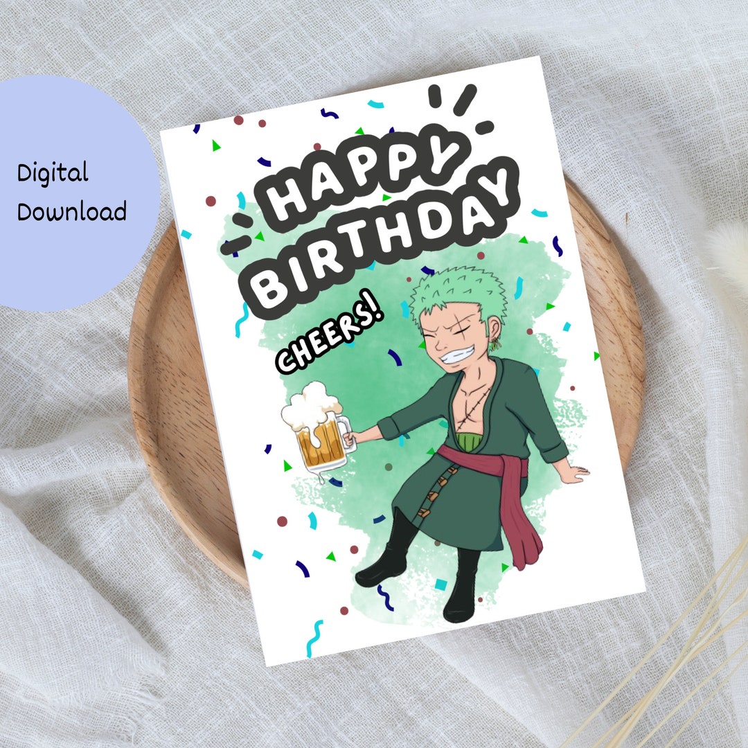 Happy Birthday Roronoa Zoro, One Piece Anime Birthday Card Etsy